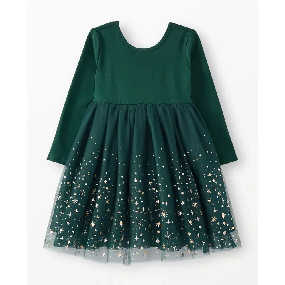 $79 Hanna Andersson Long Sleeve Shimmer Tulle Dress - size 5